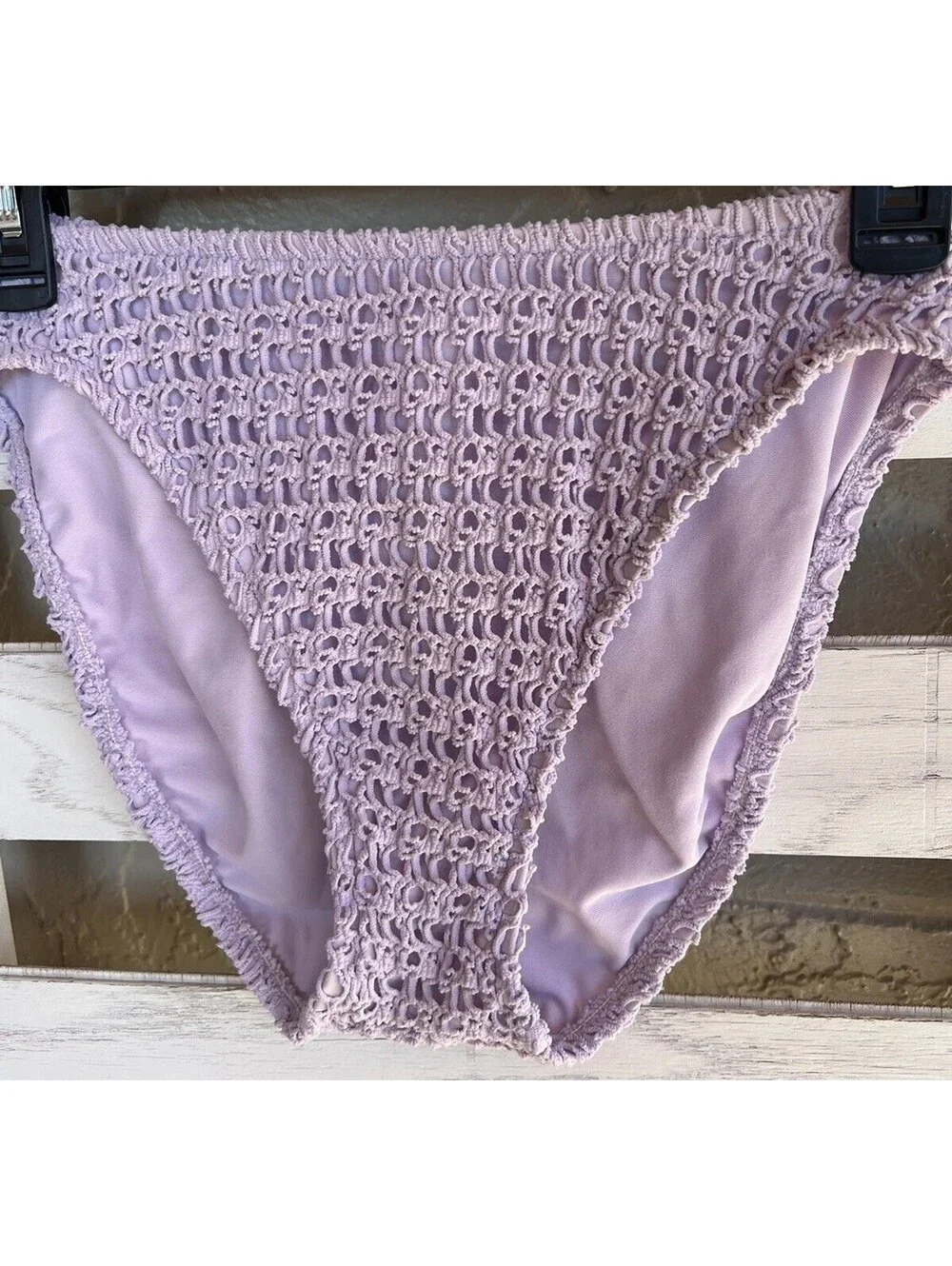 Vintage Victoria Secret Swim High Waist Bikini Bottom Size S Crochet